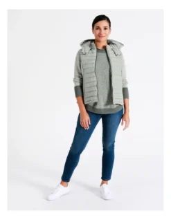 Regatta Recycled Polyester Straight Quilted Vest With Removable Hood In Sage -Myer Fashion Store 967159540 5 720x928