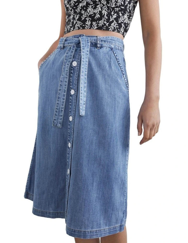 French Connection Denim Button Through Skirt 6 French Connection Denim Button Through Skirt - Image 4