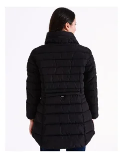 Regatta Recycled Polyester Long Line Straight Quilted Jacket With Fold Away Hood In Black -Myer Fashion Store 967338100 6 720x928