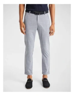 Tobi Check Slim Cropped Chino In Blue