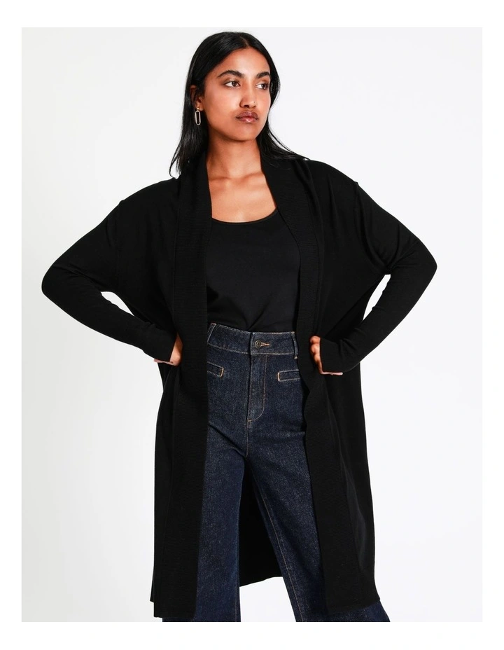 Basque Longline Cardi In Black 4 Basque Longline Cardi In Black - Image 2