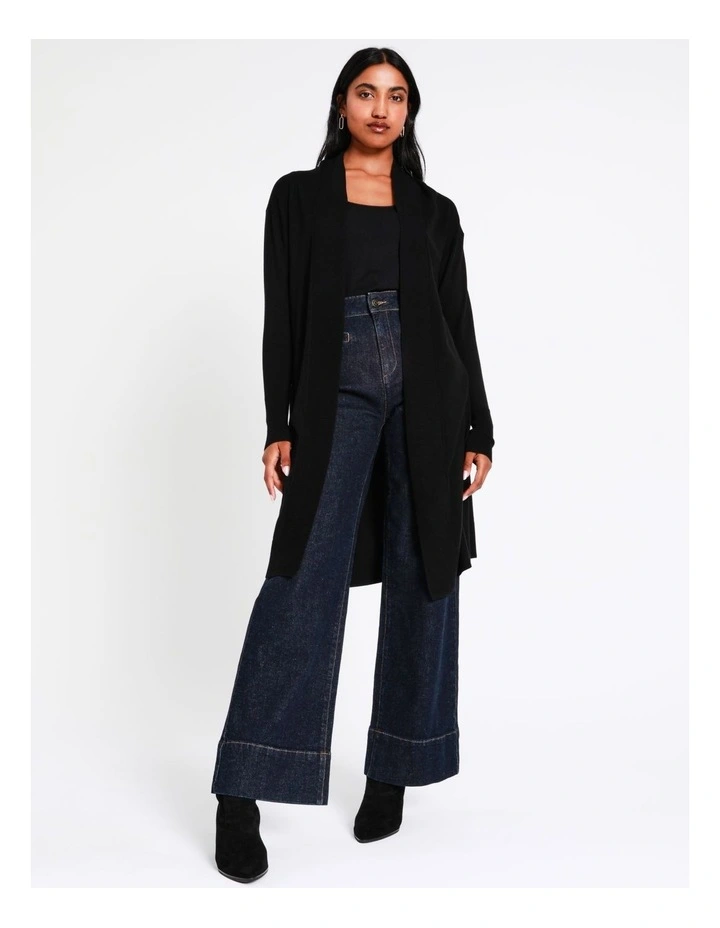 Basque Longline Cardi In Black 5 Basque Longline Cardi In Black - Image 3