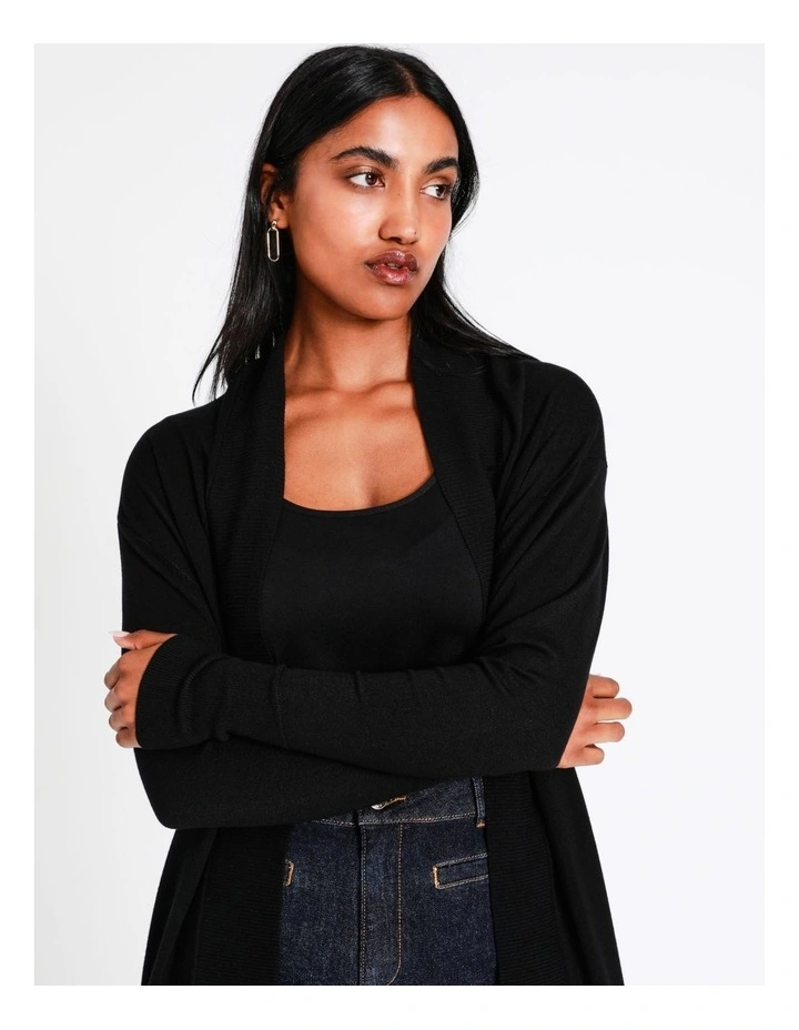 Basque Longline Cardi In Black 8 Basque Longline Cardi In Black - Image 6