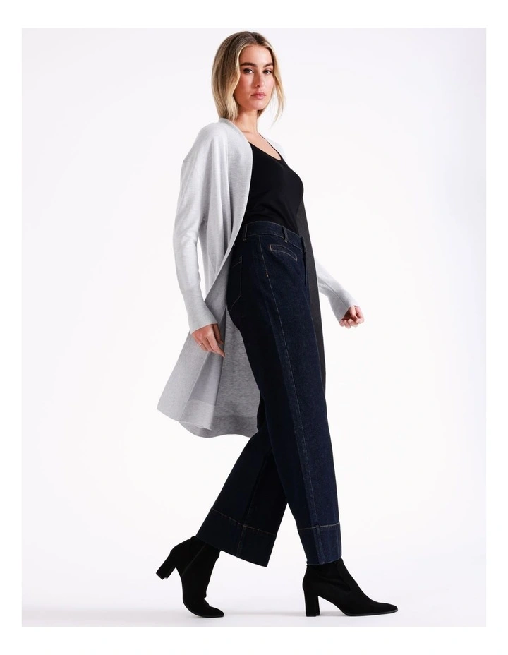 Basque Longline Cardi In Silver Marle 7 Basque Longline Cardi In Silver Marle - Image 5