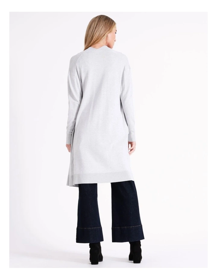 Basque Longline Cardi In Silver Marle 8 Basque Longline Cardi In Silver Marle - Image 6