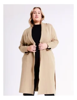 Basque Double Faced Cardi In Camel