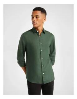 West Hampton Pure Linen Shirt In Green -Myer Fashion Store 967617370 4 720x928