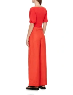 Soft Linen Rayon Wide Leg Pant In Clay -Myer Fashion Store 967876120 2 720x928