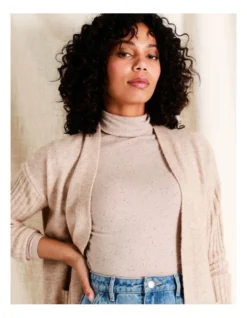 Rib Sleeve Cosy Cardi In Beige -Myer Fashion Store 968105800 3 720x928