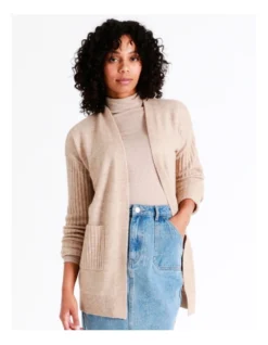 Rib Sleeve Cosy Cardi In Beige -Myer Fashion Store 968105800 7 720x928
