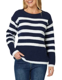 Harvard Knit Stripe Jumper In Navy -Myer Fashion Store 968266000 2 720x928