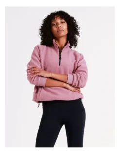 Chloe & Lola Sherpa Half Zip In Dusty Pink -Myer Fashion Store 968280850 968304610 3 720x928