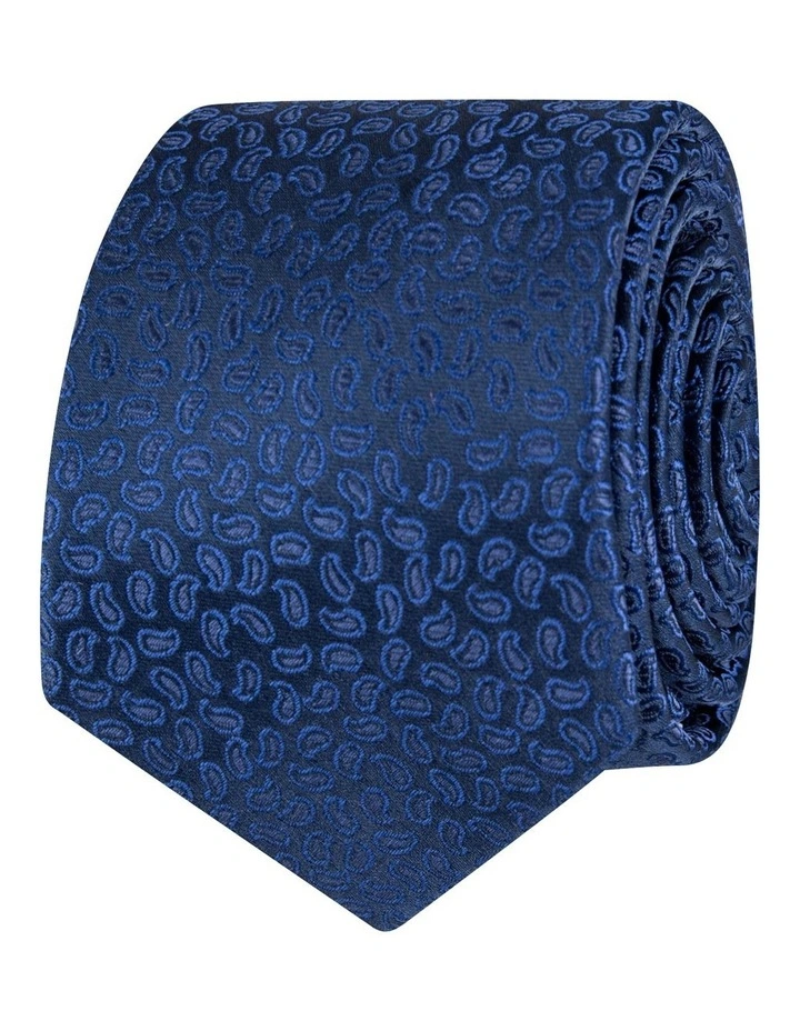 Micro Paisley Polyester Tie In Navy 3 Micro Paisley Polyester Tie In Navy