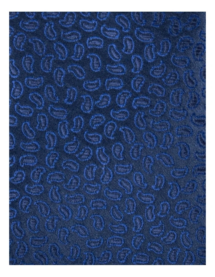 Micro Paisley Polyester Tie In Navy 5 Micro Paisley Polyester Tie In Navy - Image 3