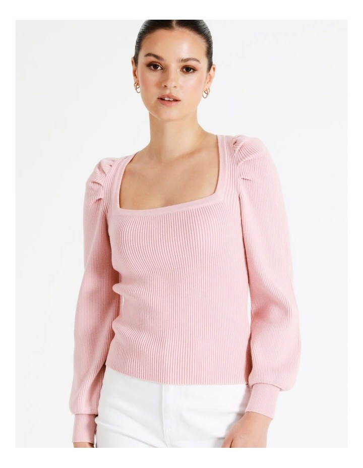Square Neck Knit Top In Blush 8 Square Neck Knit Top In Blush - Image 6