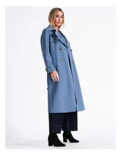 Basque Soft Trench Coat In Dusty Blue -Myer Fashion Store 968713030 5 720x928