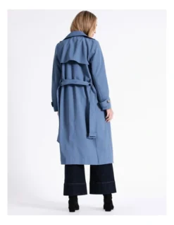 Basque Soft Trench Coat In Dusty Blue -Myer Fashion Store 968713030 6 720x928