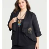 Sateen Applique Hi-lo Jacket In Black 1 Sateen Applique Hi-lo Jacket In Black -Myer Fashion Store 968875030 1 720x928