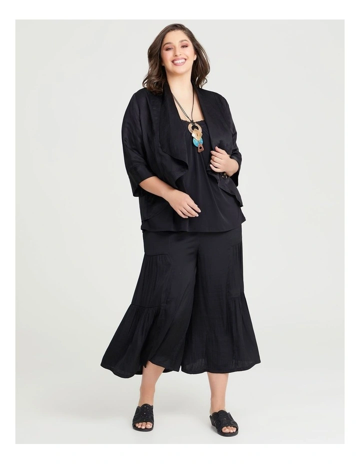 Sateen Applique Hi-lo Jacket In Black 6 Sateen Applique Hi-lo Jacket In Black - Image 4