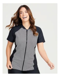 Spliced Textured Rash Vest In Black -Myer Fashion Store 968877640 3 720x928