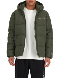Champion Rochester Puffer Jacket In Ground Green