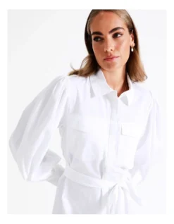 Hi-Low Organic Cotton Shirt Dress In White -Myer Fashion Store 970187590 4 720x928