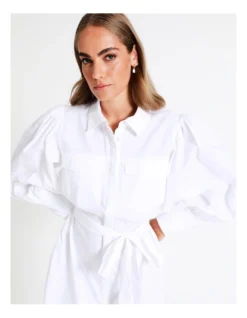 Hi-Low Organic Cotton Shirt Dress In White -Myer Fashion Store 970187590 6 720x928