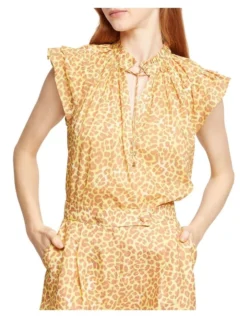 Oxford Mihall Animal Print Top In Yellow
