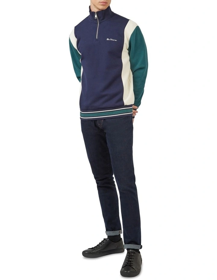 Ben Sherman Half Zip Funnel Neck Jumper In Blue 5 Ben Sherman Half Zip Funnel Neck Jumper In Blue - Image 3