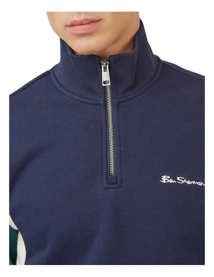 Ben Sherman Half Zip Funnel Neck Jumper In Blue 7 Ben Sherman Half Zip Funnel Neck Jumper In Blue - Image 5