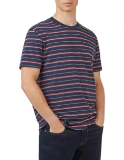 Ben Sherman Jacquared Stripe T-Shirt In Blue