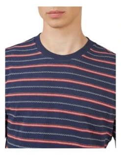 Ben Sherman Jacquared Stripe T-Shirt In Blue 10 Ben Sherman Jacquared Stripe T-Shirt In Blue -Myer Fashion Store 970815070 4 720x928