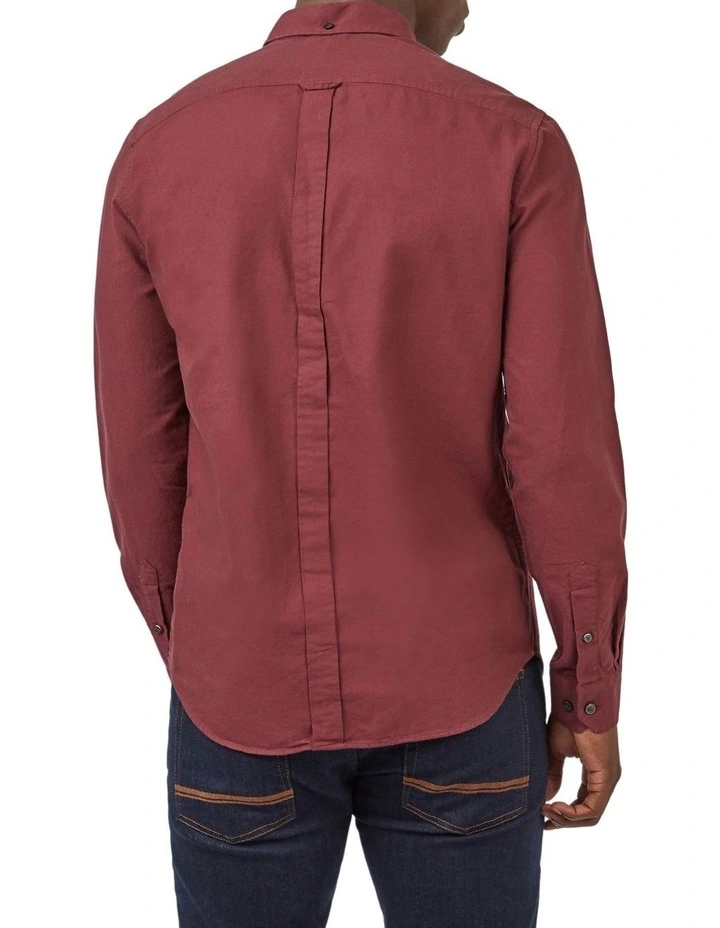 Ben Sherman Signature Organic Oxford Long Sleeve Shirt In Red 5 Ben Sherman Signature Organic Oxford Long Sleeve Shirt In Red - Image 3