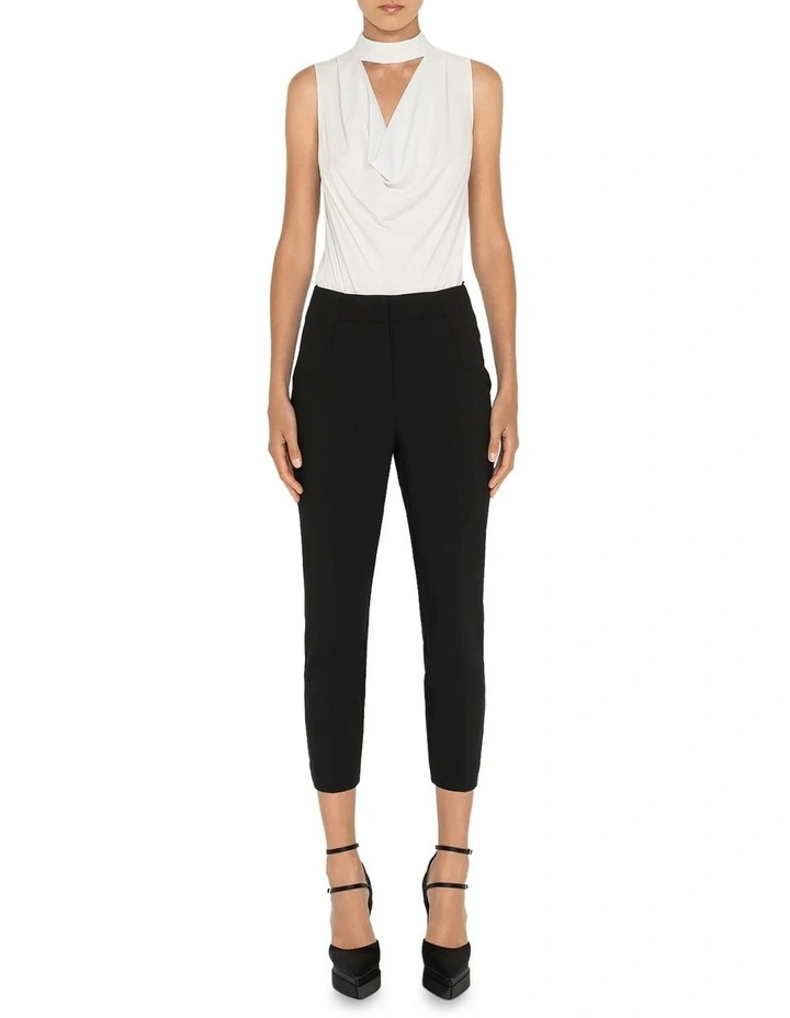 Double Weave Cropped Slim Pant In Black 3 Double Weave Cropped Slim Pant In Black