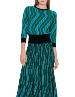 Geometric Elbow Sleeve Knit In Blue -Myer Fashion Store 970924870 3 720x928