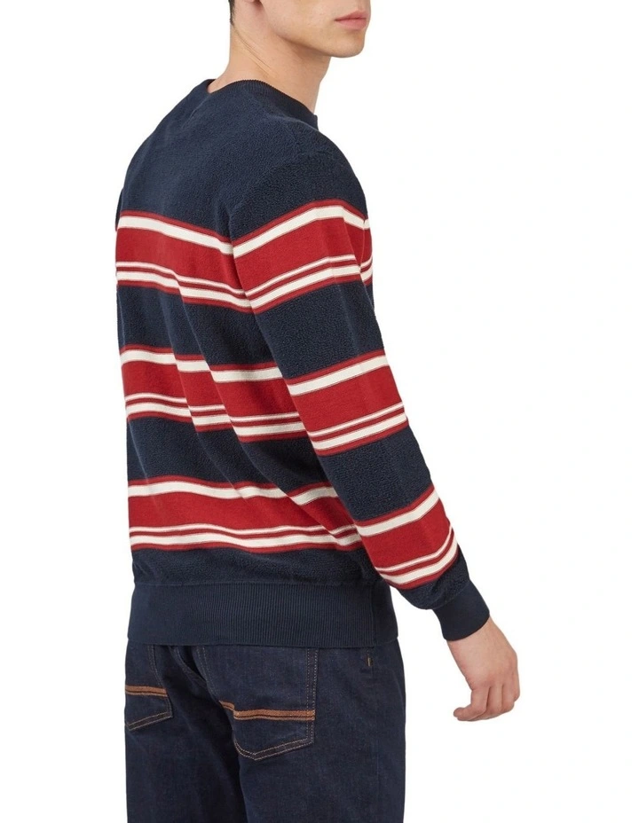 Ben Sherman Towelling Stripe Crew Sweat Top In Blue 5 Ben Sherman Towelling Stripe Crew Sweat Top In Blue - Image 3