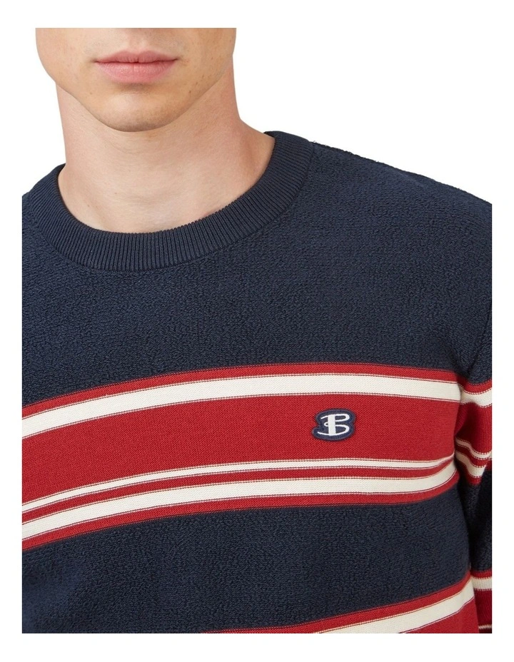 Ben Sherman Towelling Stripe Crew Sweat Top In Blue 6 Ben Sherman Towelling Stripe Crew Sweat Top In Blue - Image 4