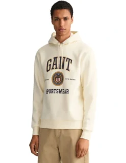 Gant Crest Shield Sweat Hoodie In Cream