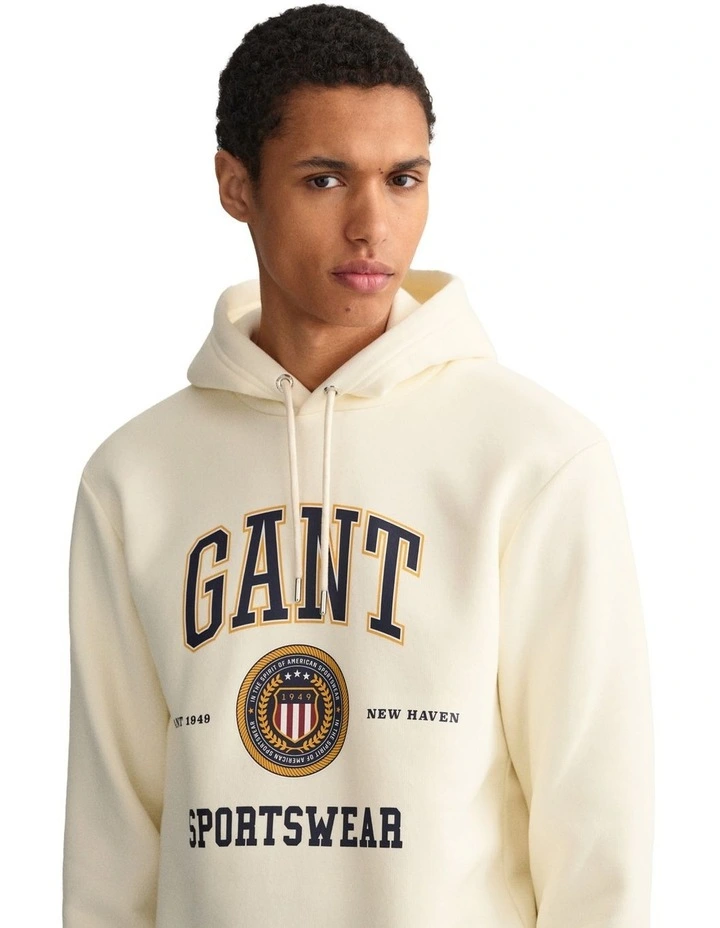 Gant Crest Shield Sweat Hoodie In Cream 6 Gant Crest Shield Sweat Hoodie In Cream - Image 4