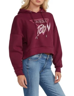 Guess Hoody Icon Sweatshirt In Red -Myer Fashion Store 974237050 2 720x928