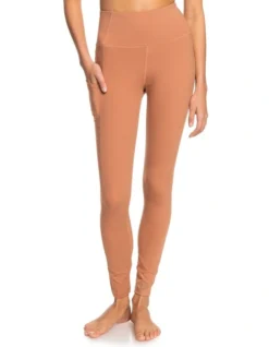 Roxy Heart Into It Technical Leggings In Brown