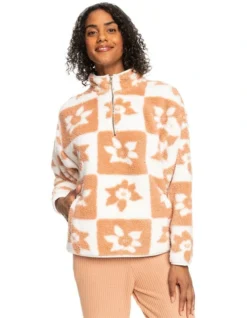 Roxy Jive Tribe Half-Zip Fleece In White Multi