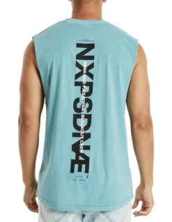 Blackout Scoop Back Muscle Tee In Blue