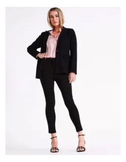 Basque Single Breasted Ponte Blazer In Black
