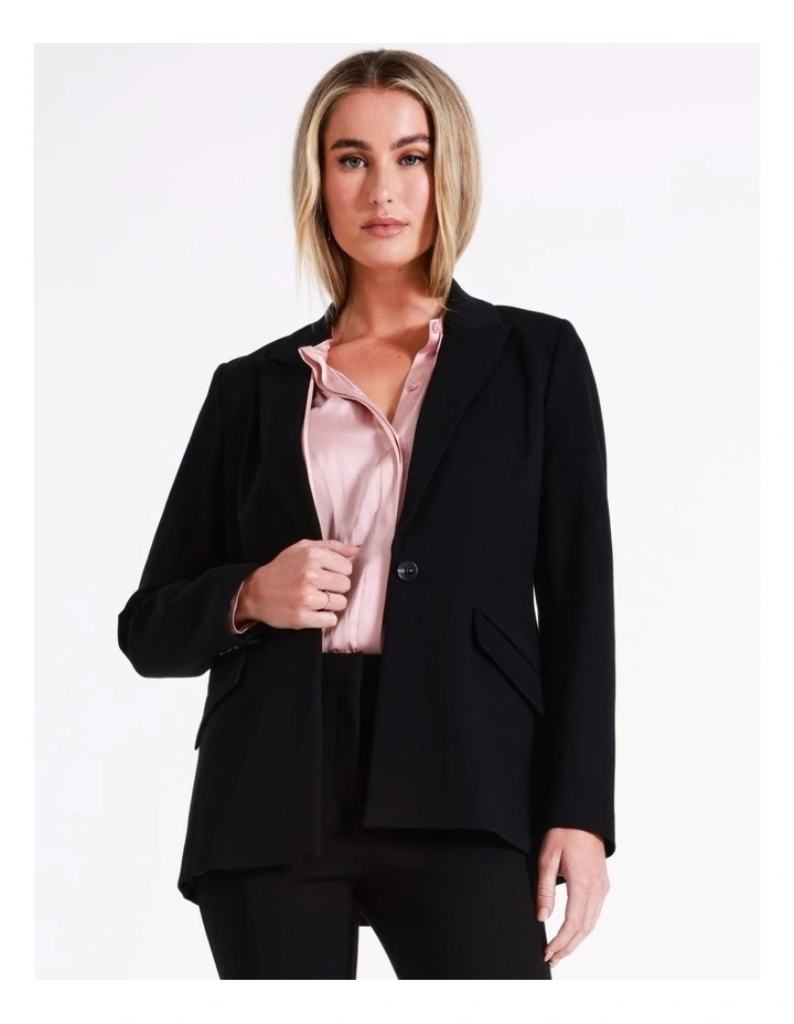 Basque Single Breasted Ponte Blazer In Black 5 Basque Single Breasted Ponte Blazer In Black - Image 3
