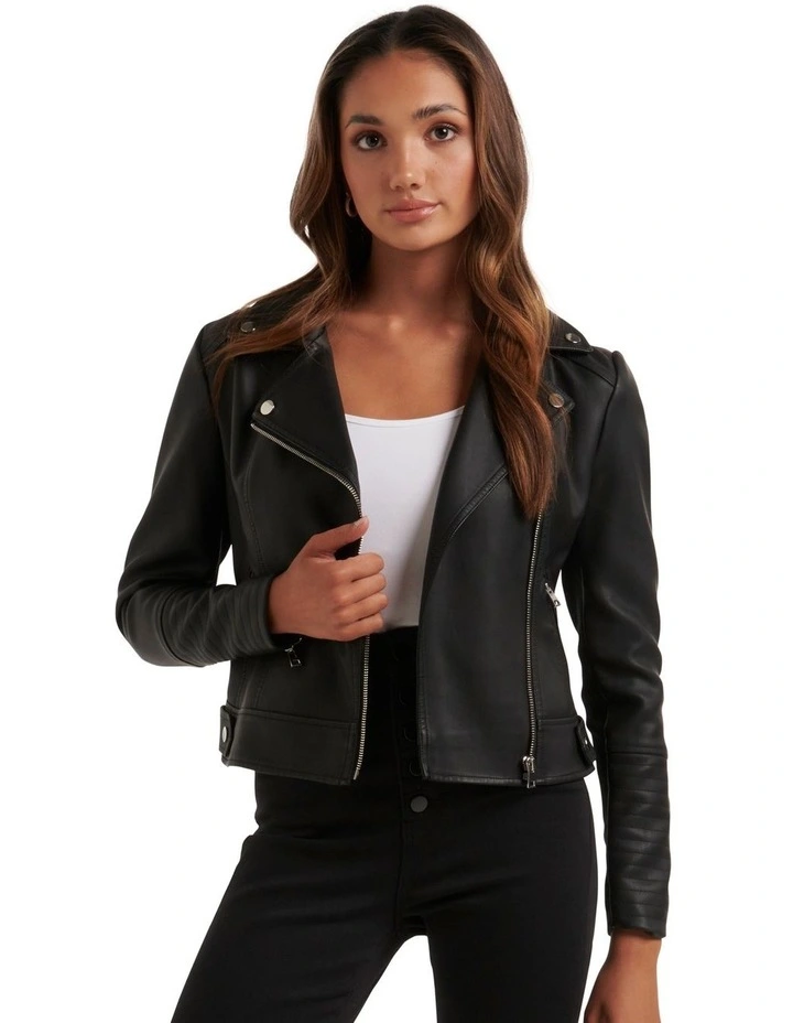 Heidi Polyurethane Biker In Black 3 Heidi Polyurethane Biker In Black