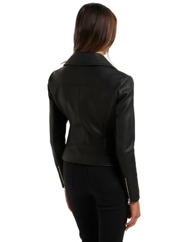 Heidi Polyurethane Biker In Black 4 Heidi Polyurethane Biker In Black - Image 2