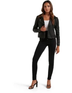 Heidi Polyurethane Biker In Black 11 Heidi Polyurethane Biker In Black -Myer Fashion Store 976643650 5 720x928