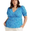 Aisha Printed Tie Waisted Blouse In Blue -Myer Fashion Store 977776480 1 720x928