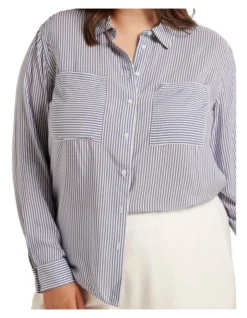 Adara Stripe Shirt In Blue -Myer Fashion Store 977776840 4 720x928